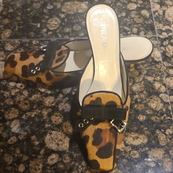 prada leopard mules